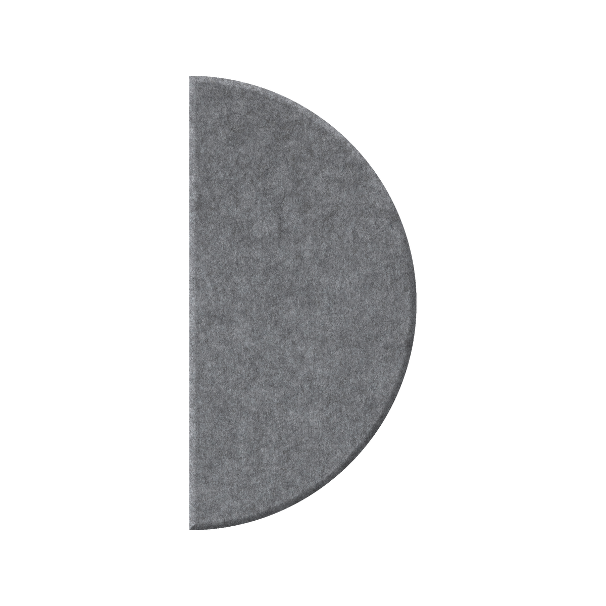 A gray felt or fabric semicircle panel with a textured surface, shown against a plain white background.