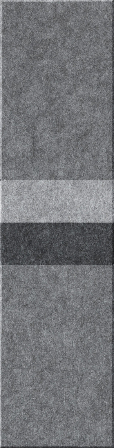 Vertical stack of gray textured tiles in varying shades from light to dark with slightly raised edges.