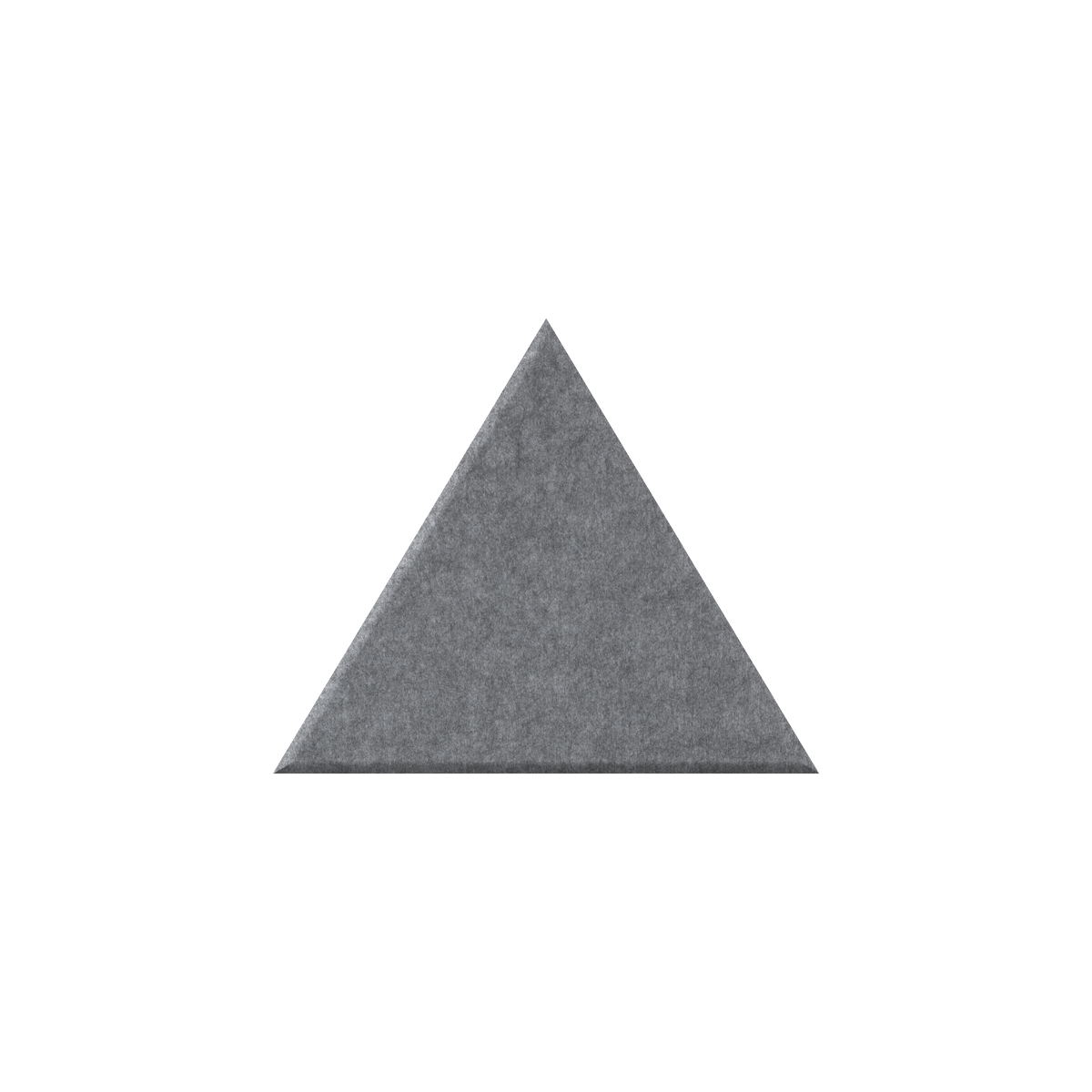 A gray triangular felt or fabric sample centered on a plain white background.