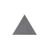 A gray triangular felt or fabric sample centered on a plain white background.