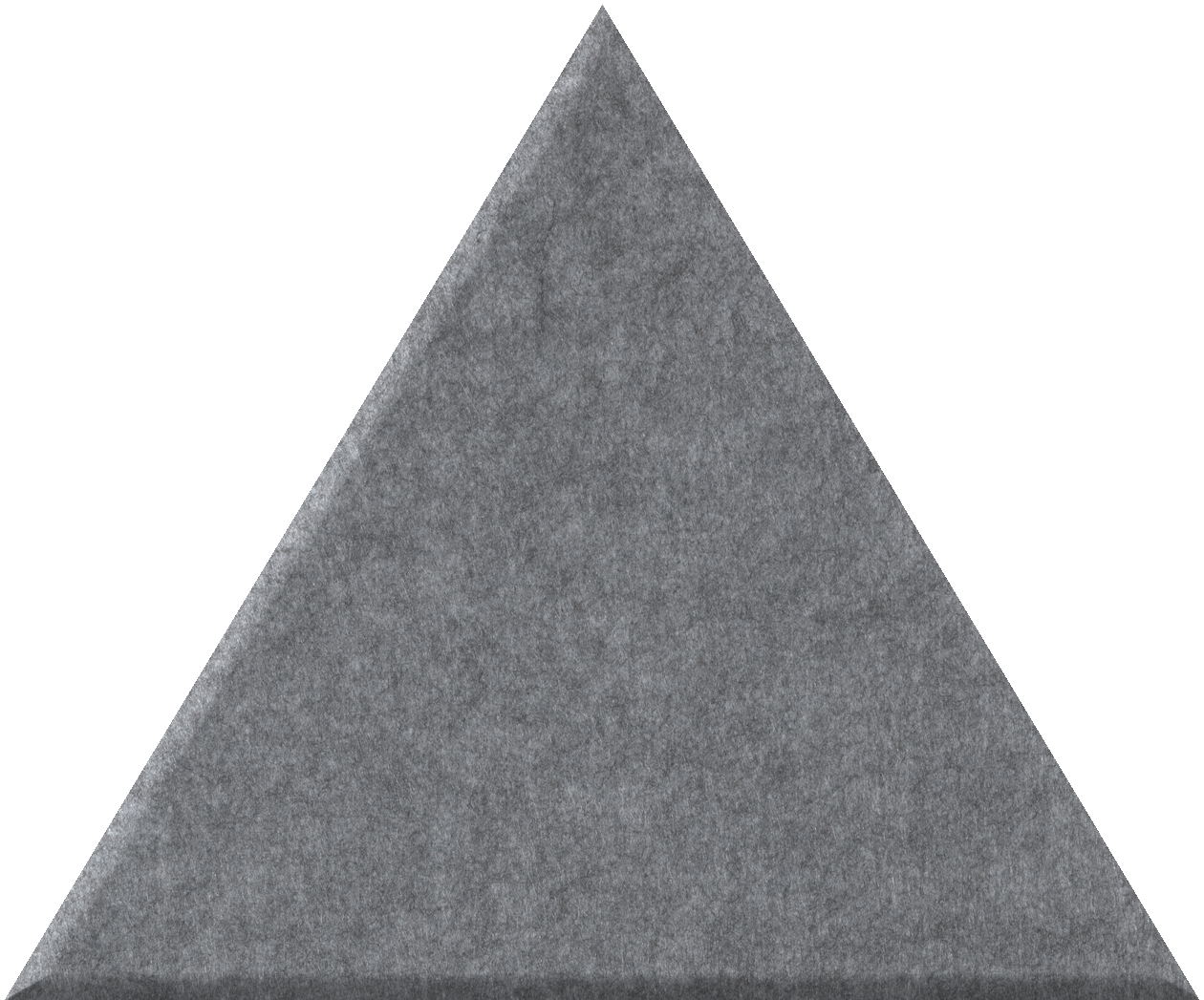 Gray triangular tile with textured surface and pointed apex.