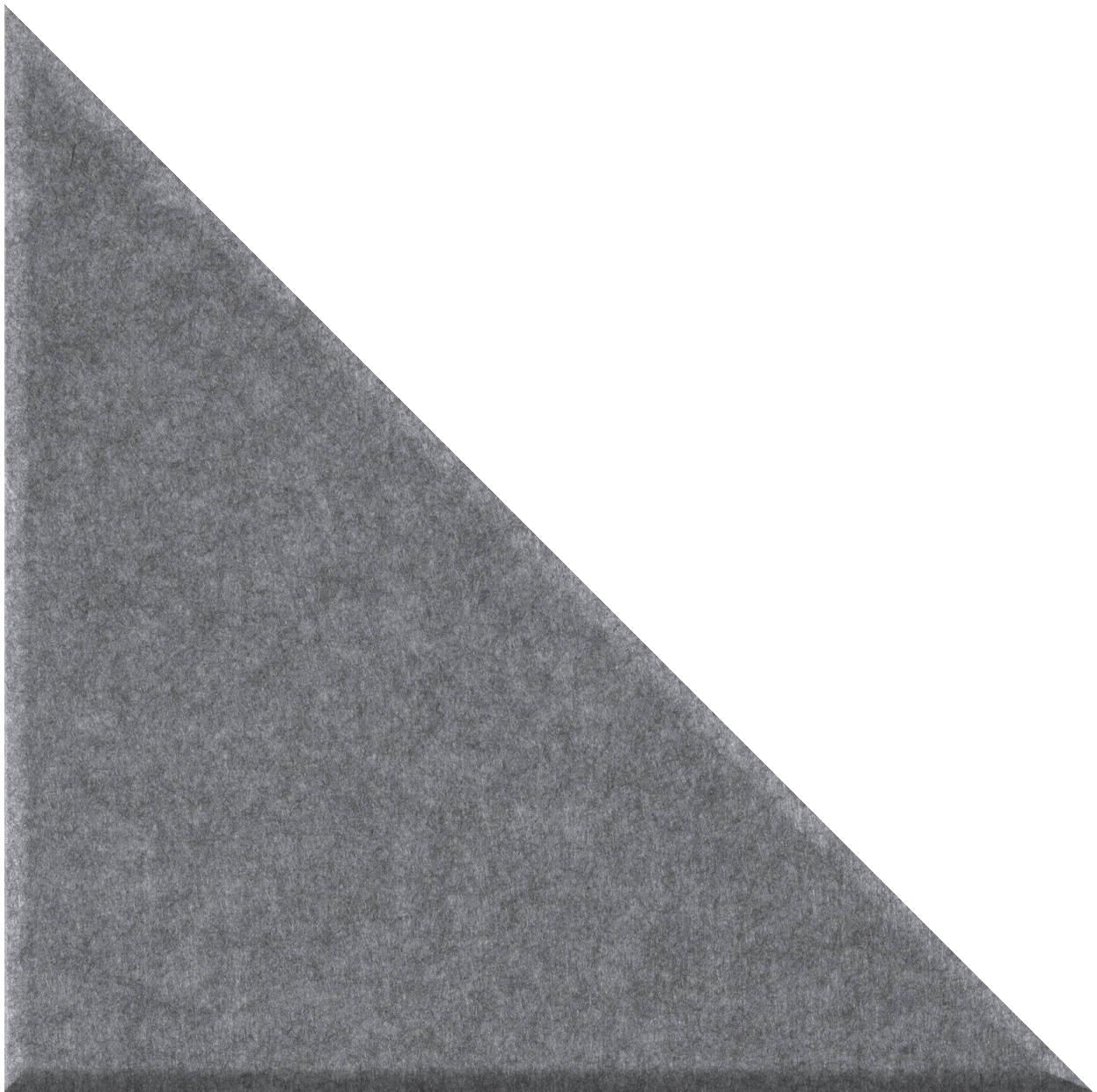 Gray right triangle tile with textured surface.