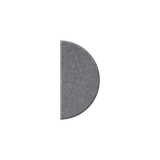 A single gray felt or fabric semicircle piece shown flat against a plain white background.