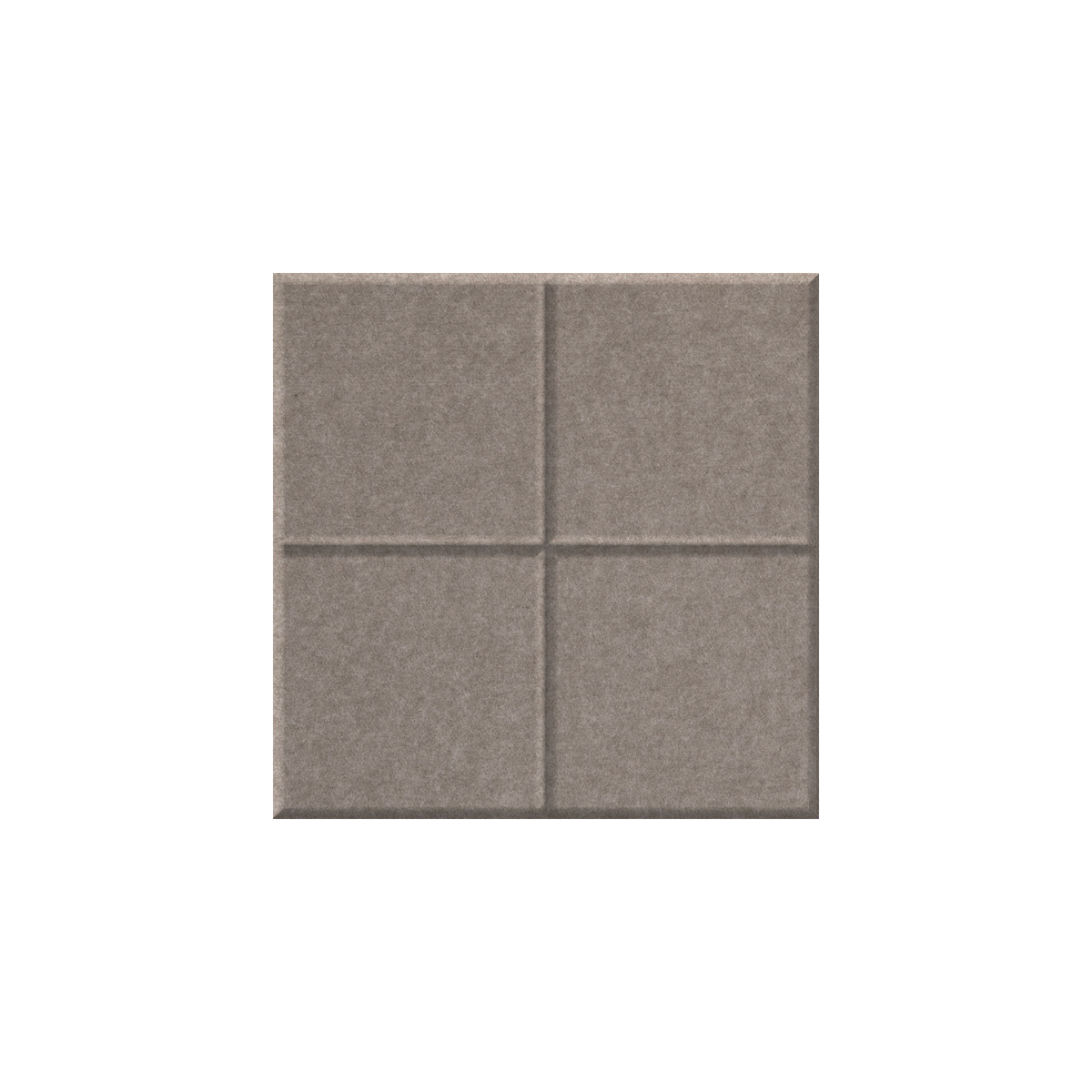 Brown/tan acoustic tile with a + embroider in the middle on a white background.