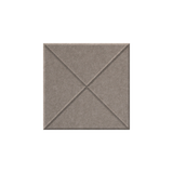 A square textured tile or panel in a warm taupe-gray color, featuring a geometric design with diagonal lines forming an X shape in the center, isolated on a white background.