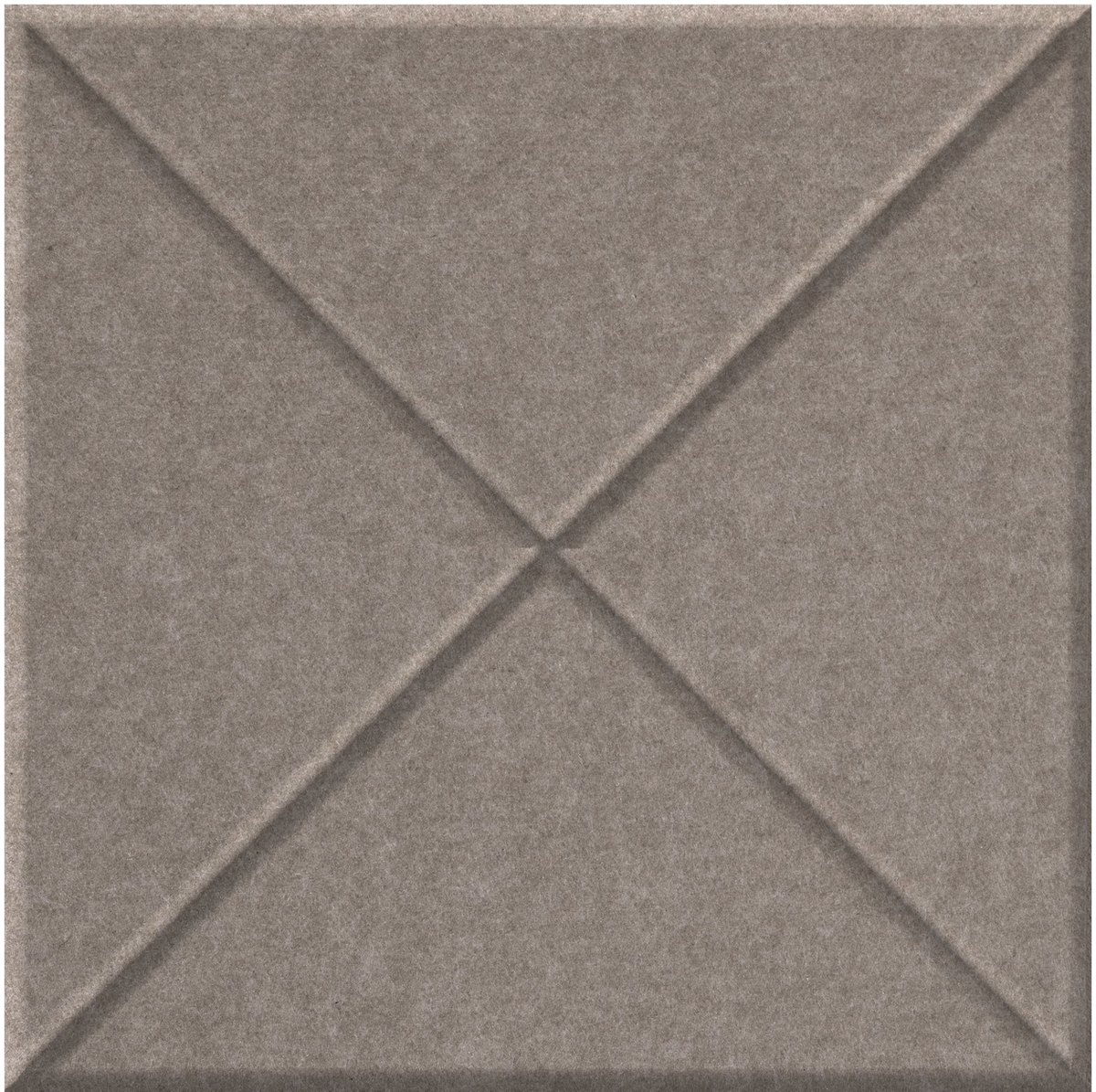 Gray tile with embossed cross pattern and matte textured surface.