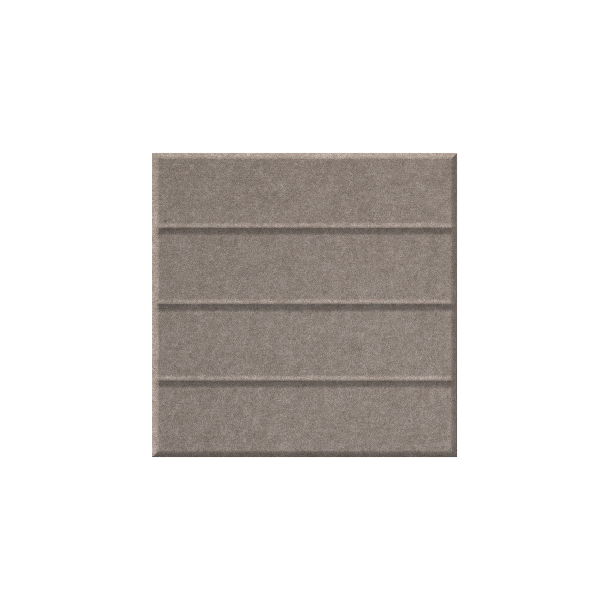 A square textured tile or panel in a warm taupe-gray color with horizontal grooved lines, centered on a plain white background.