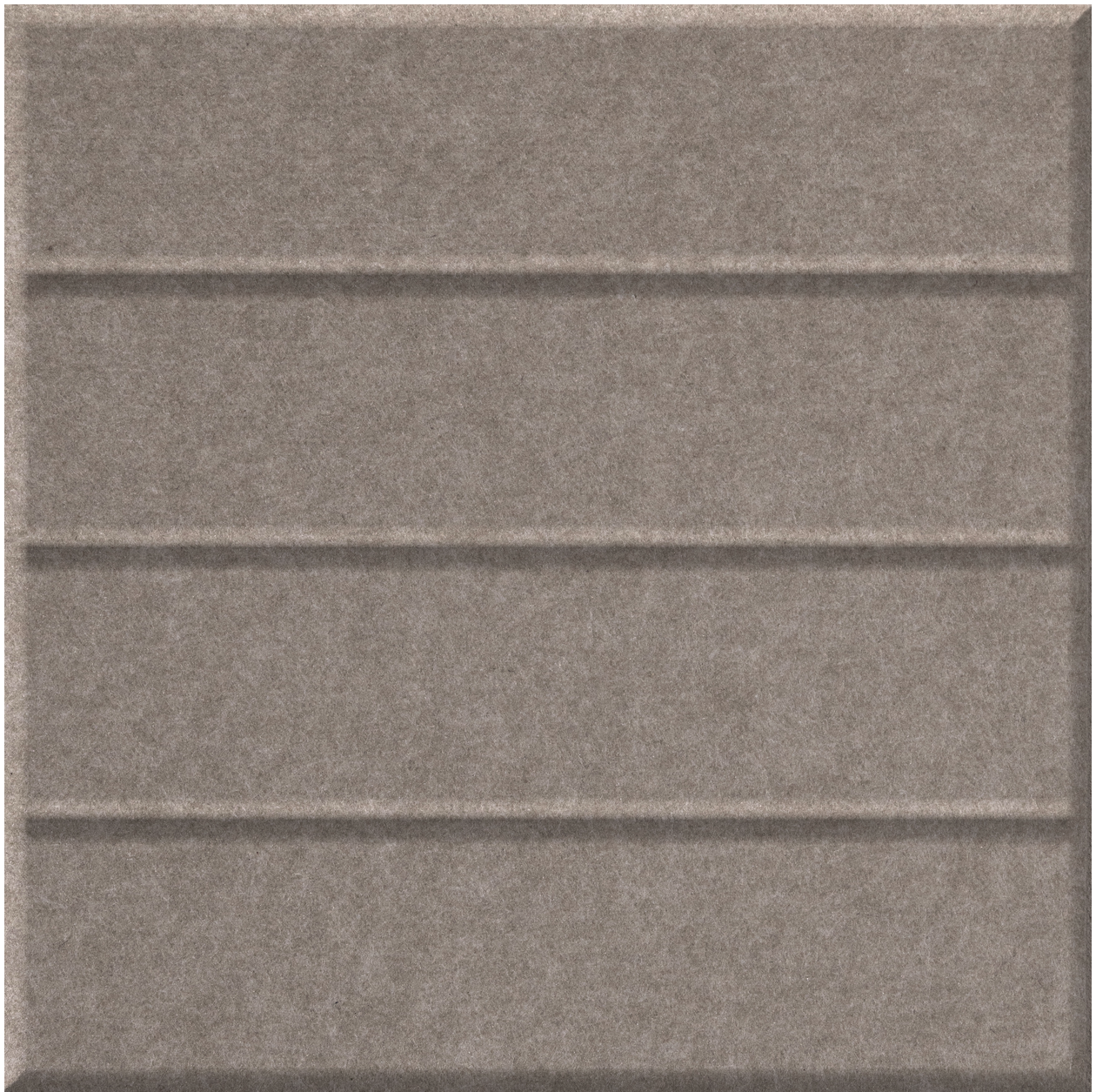 Gray tile with horizontal linear grooves dividing surface into four equal sections.