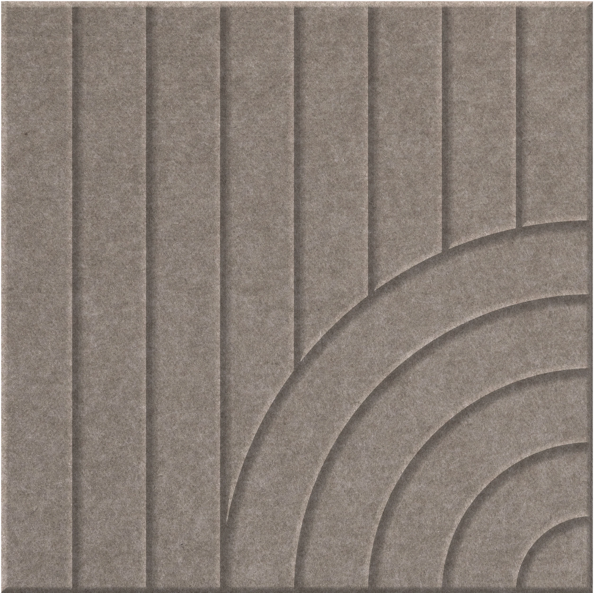 Ash 9mm Engraved Tangent felt sample with concentric quarter circle grooves