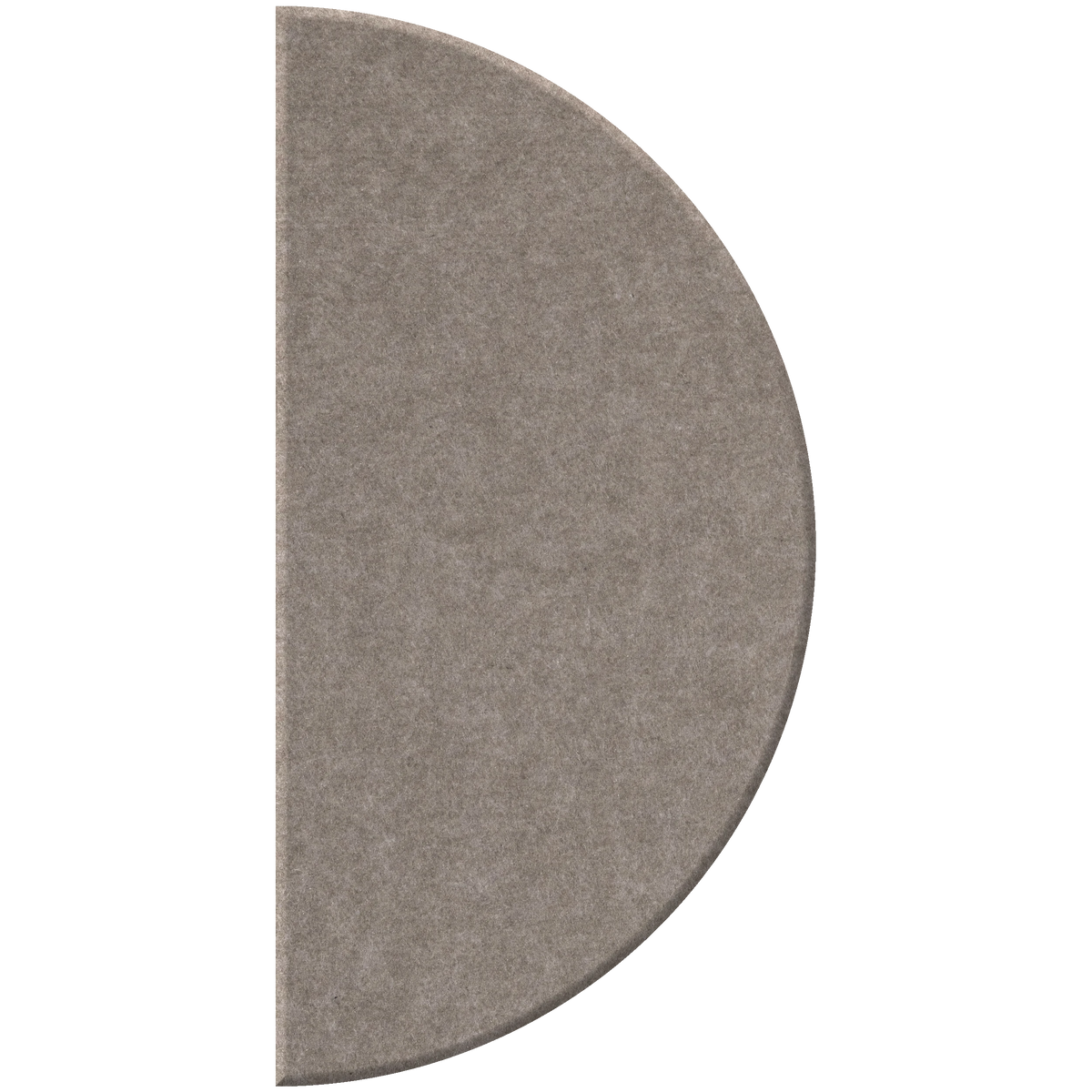 A semi-circular gray felt or fabric sample with a textured surface, shown against a plain white background.