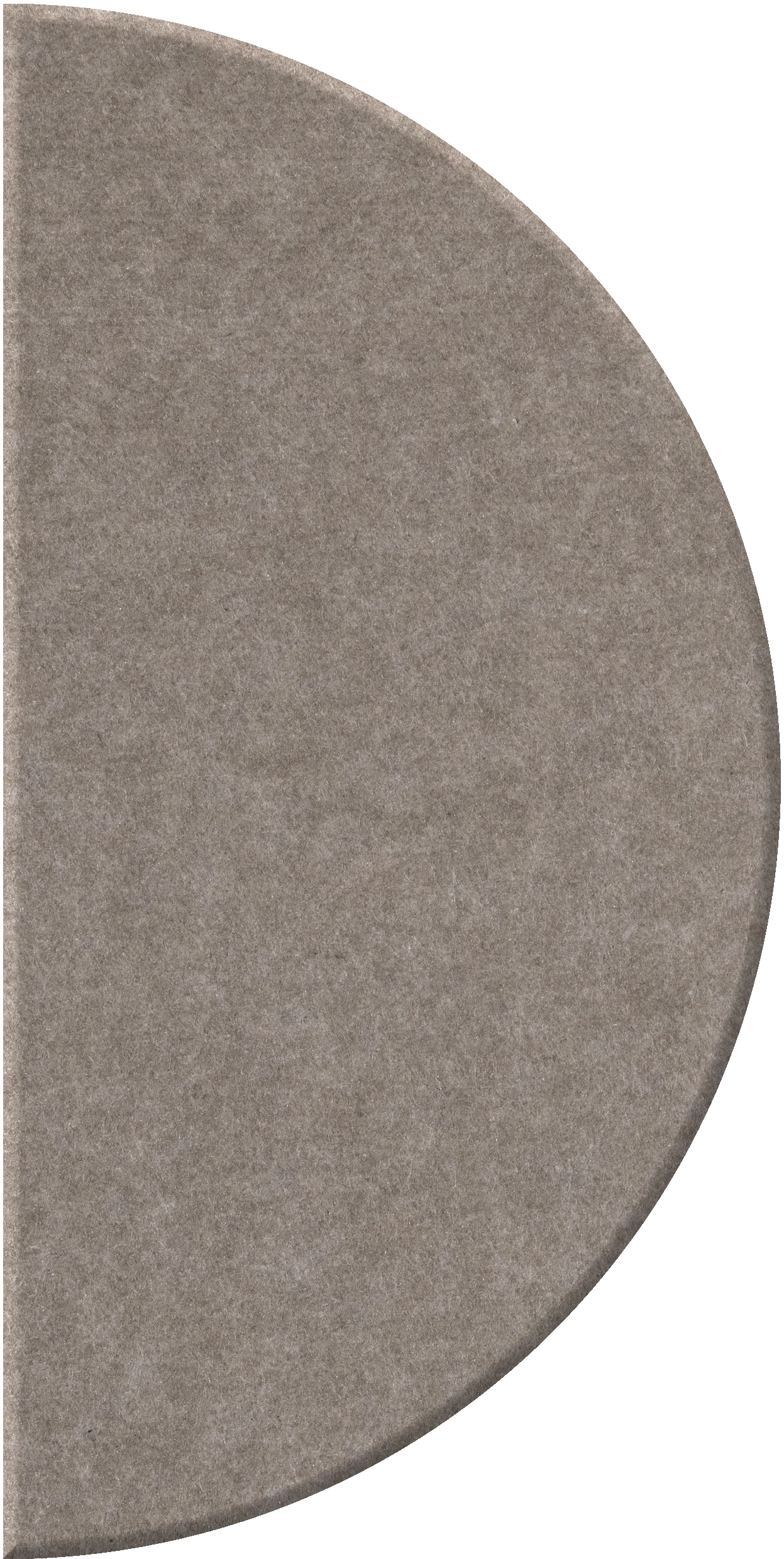 Half-circle tile in taupe with textured matte finish and curved edge detail.