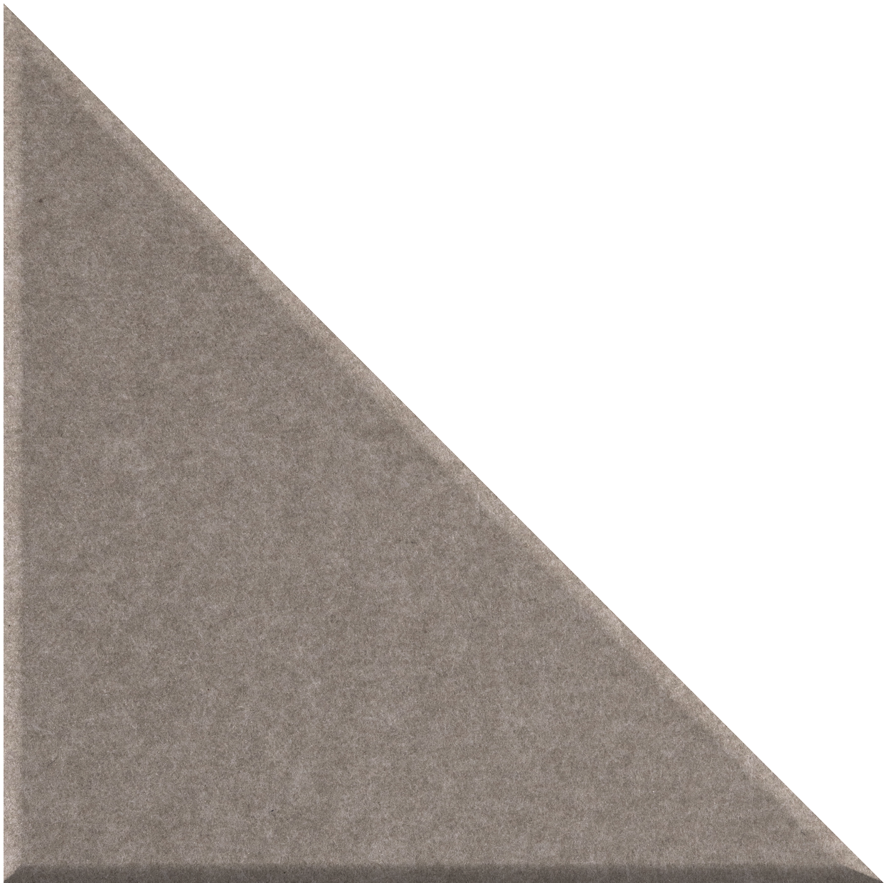 Gray right triangle tile with matte finish and 90-degree angle.
