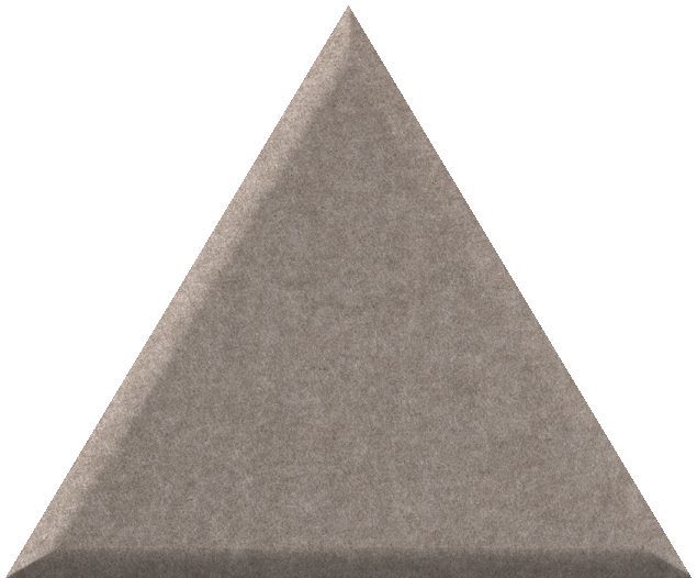 Gray triangular tile with textured surface and three-dimensional depth.