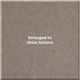 A square, textured material swatch in a warm taupe-gray color with the centered text 'Enlarged to show texture' in white.