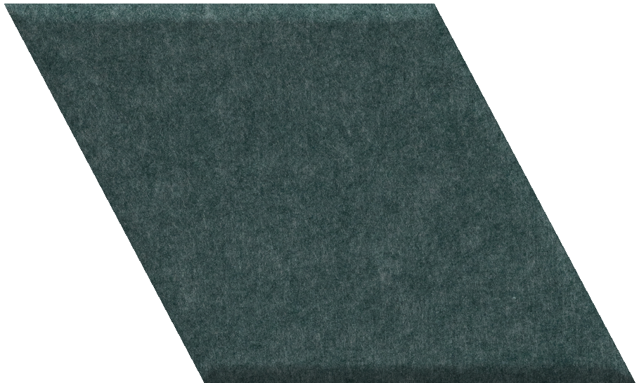 Dark teal diamond-shaped tile with textured surface and angled edges.