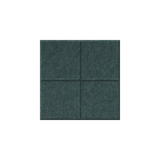 A square four-panel acoustic felt wall panel set in a dark forest green color, arranged in a 2x2 grid on a solid white background.