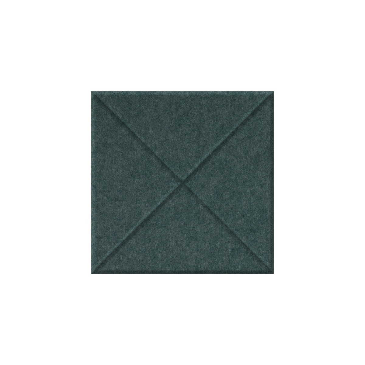 A square dark green felt or fabric panel with stitched diagonal lines forming an X pattern in the center, shown against a plain white background.