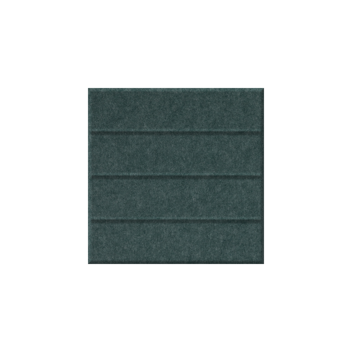 A square dark teal-green textured panel with horizontal stitched or pleated lines, centered on a plain white background.