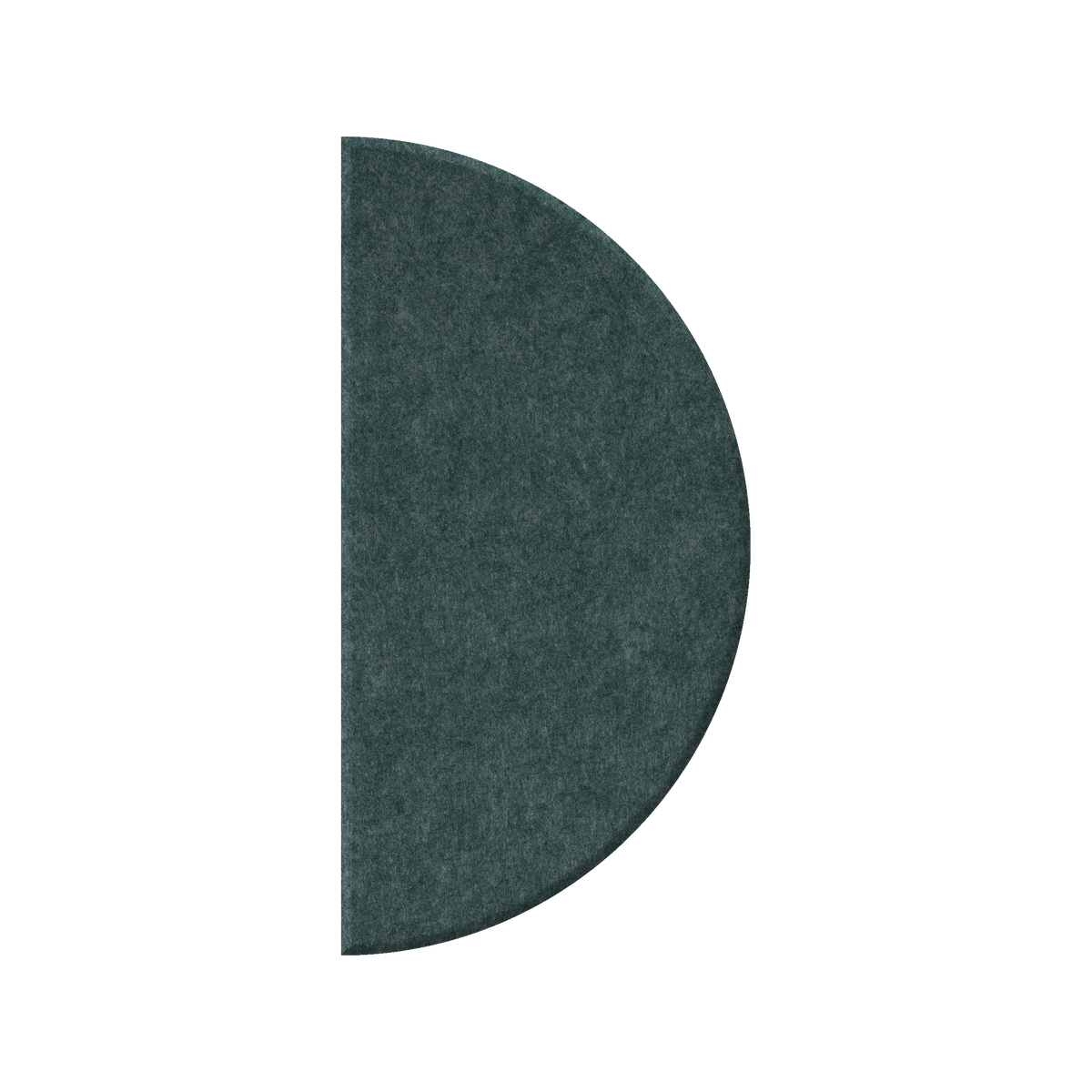 A dark teal green felt letter 'D' cutout, shown against a solid white background.