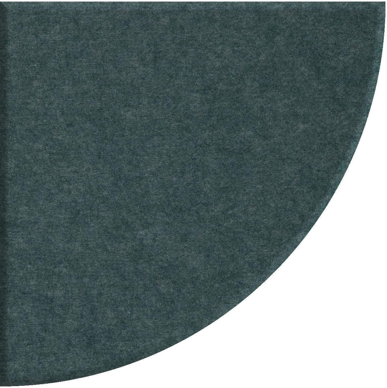 Dark teal quarter circle tile with textured surface and curved edge.