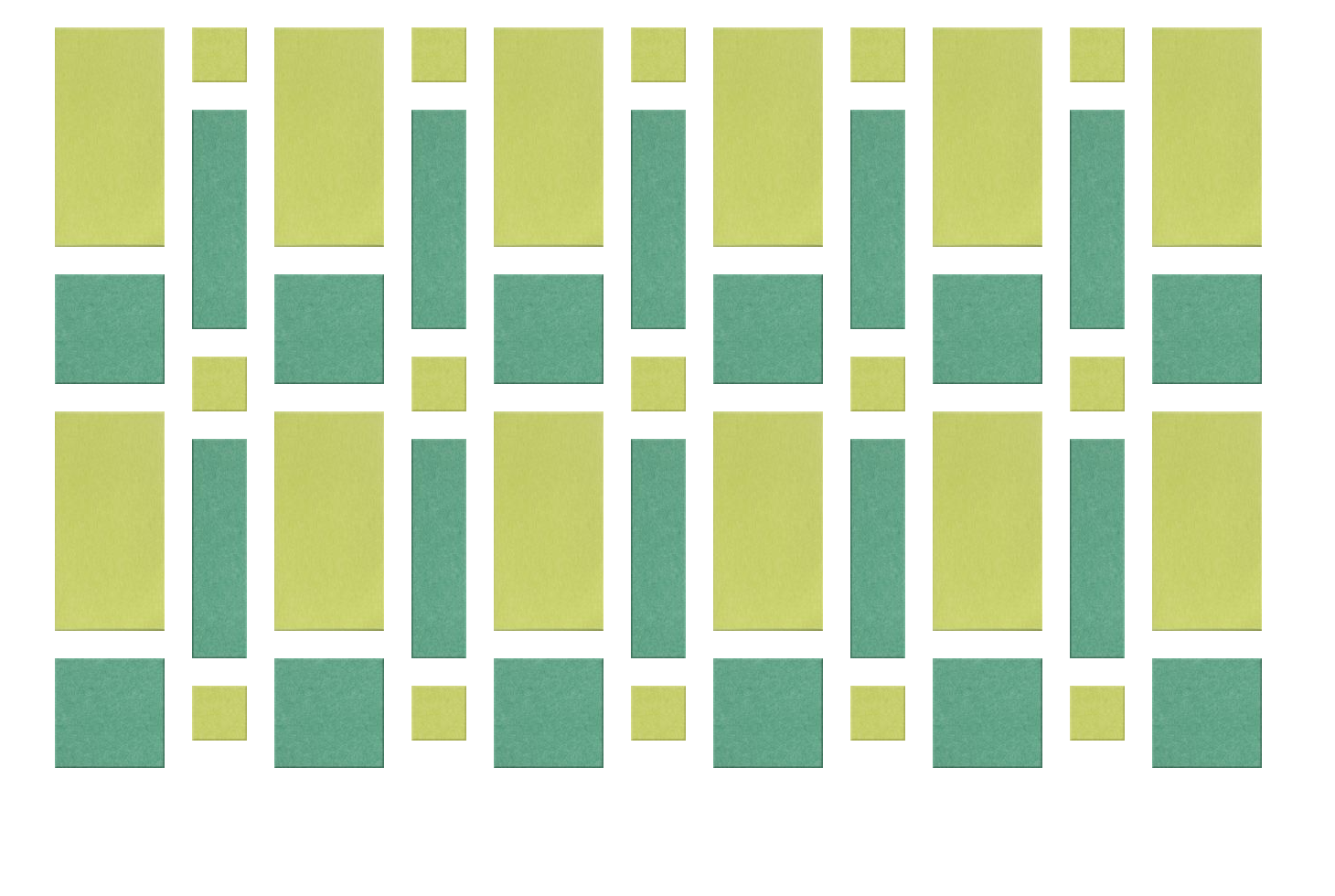 Repeating geometric pattern of lime green and teal rectangular blocks arranged in alternating columns.