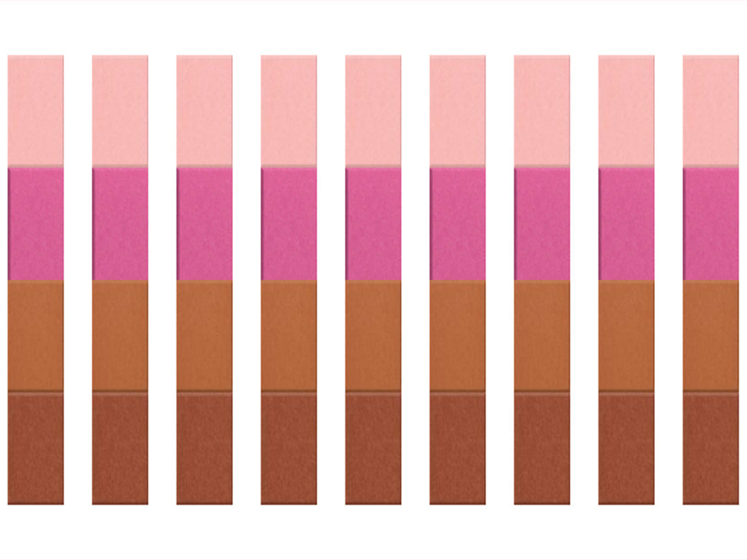 Color swatch with pink and brown gradient on a white background