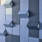 close up shot of blue dimensional wall tiles