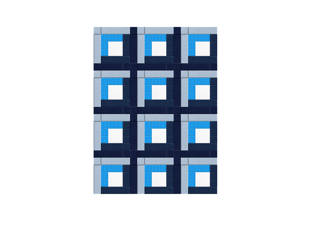 Blue and gray geometric acoustic tile design