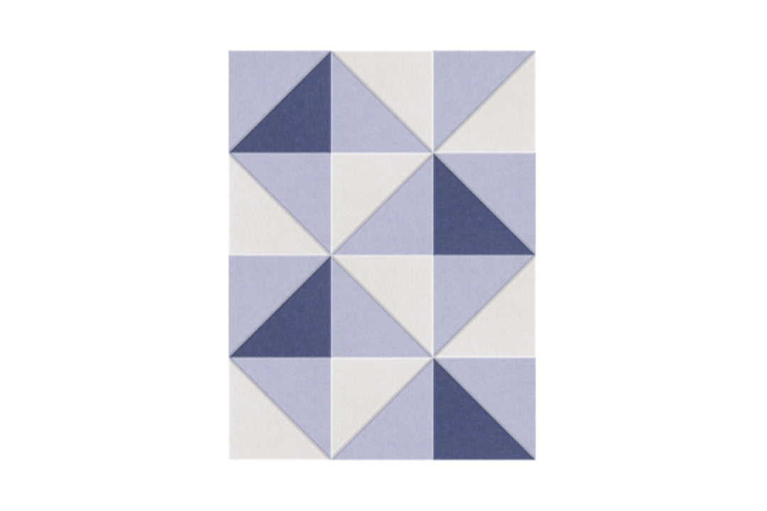 blue triangles Felt Right design made from sound-dampening acoustic felt panels