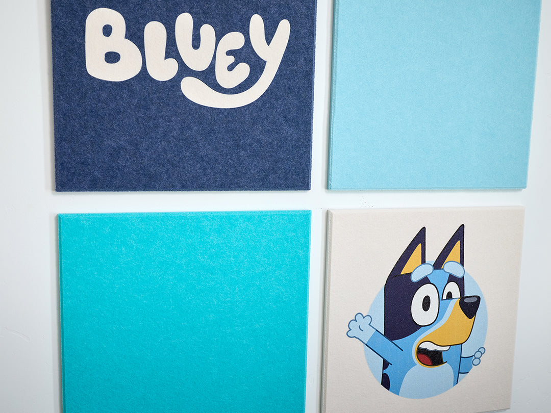 Bluey acoustic felt wall pinboard