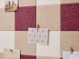 Burgundy gingham patterned pinboard made from acoustic felt tiles