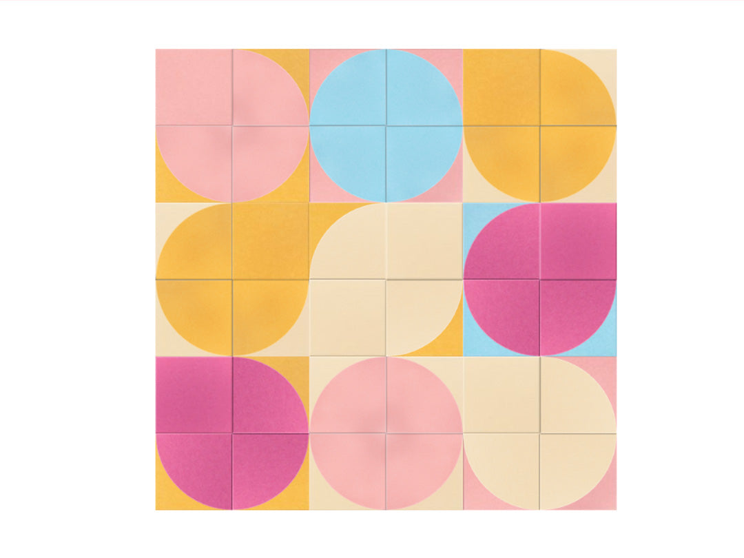 Colorful circular pattern on a white background