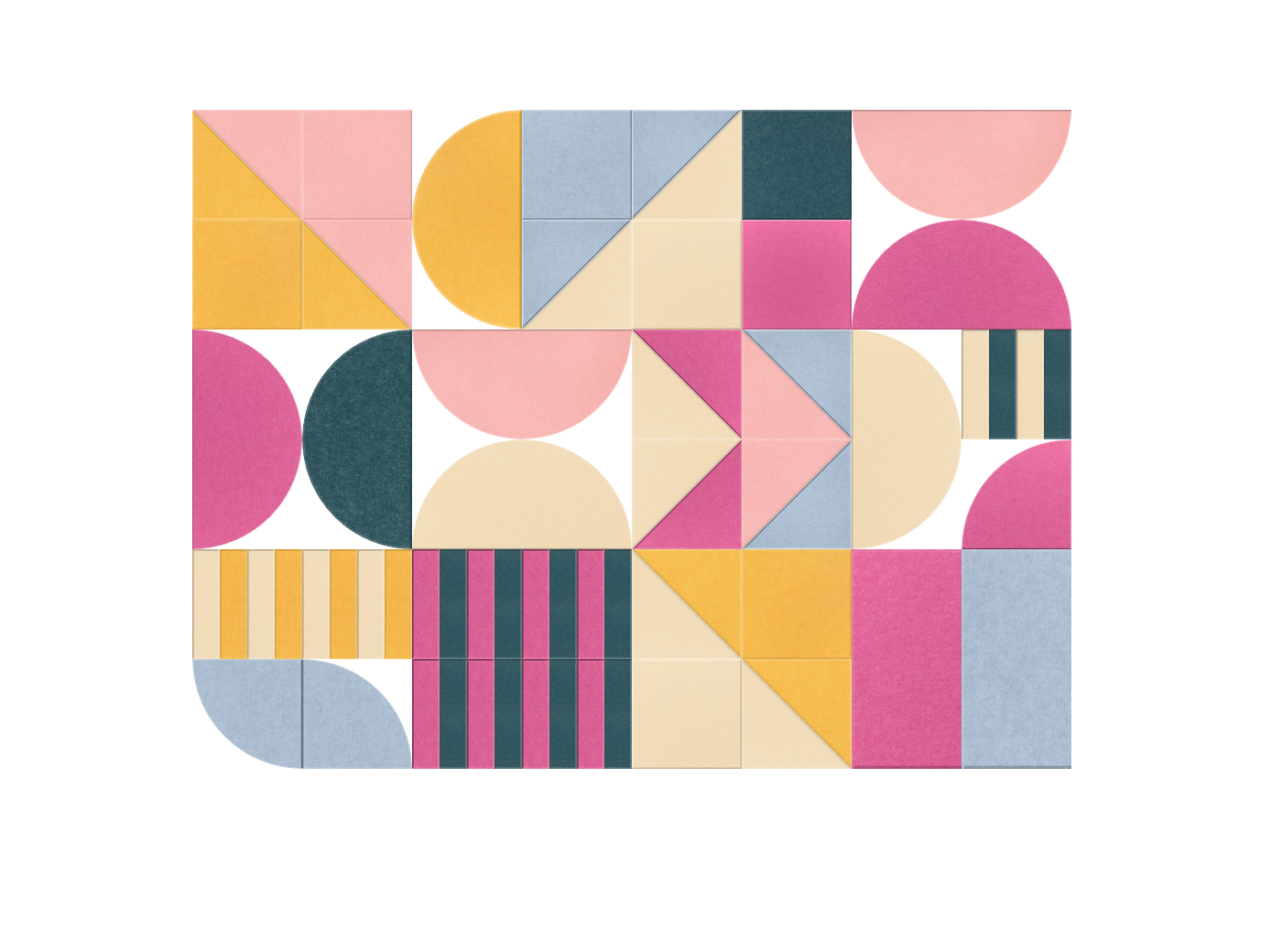 Colorful geometric patterned rug on a white background