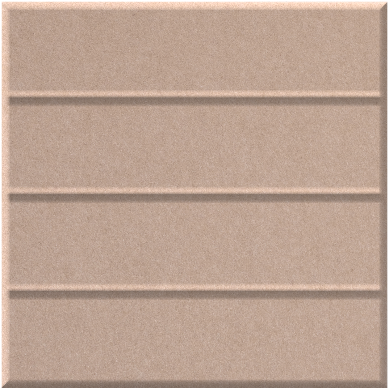Beige tile with four horizontal grooved lines dividing the surface into sections.