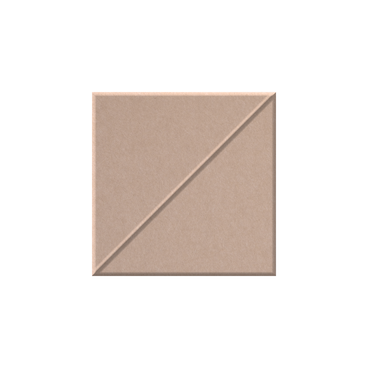A square beige tile or panel with a diagonal seam running from corner to corner, shown on a plain white background.