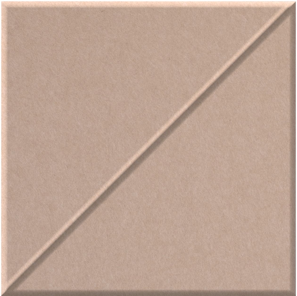 Beige square tile with diagonal raised slash line from upper right to lower left corner.