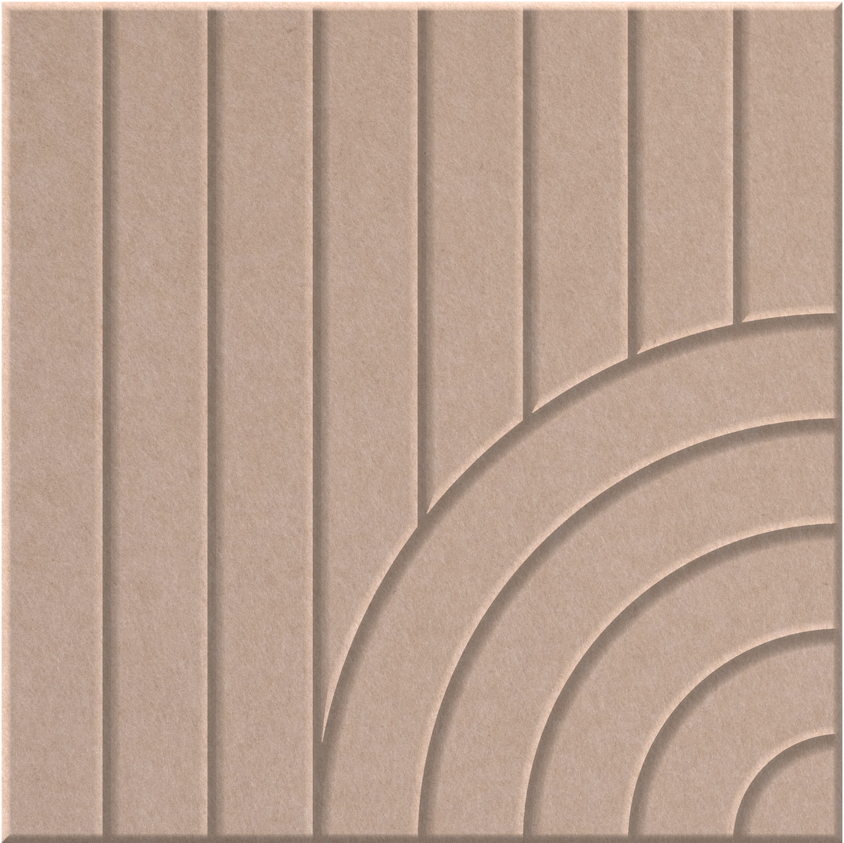 Cashmere 9mm Engraved Tangent felt sample with concentric quarter circle grooves