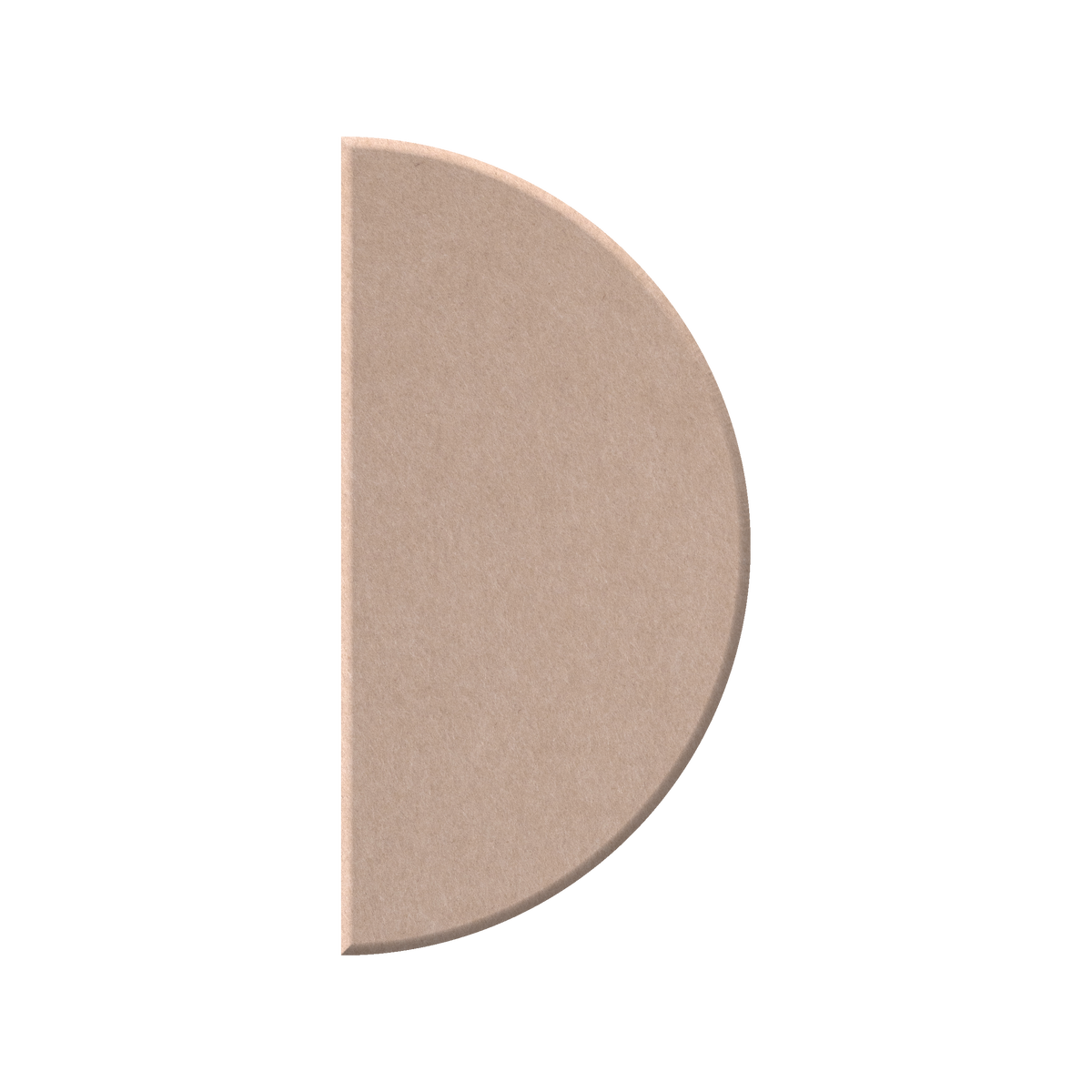 A single semi-circular beige makeup pan or compact powder piece shown upright on a plain white background.