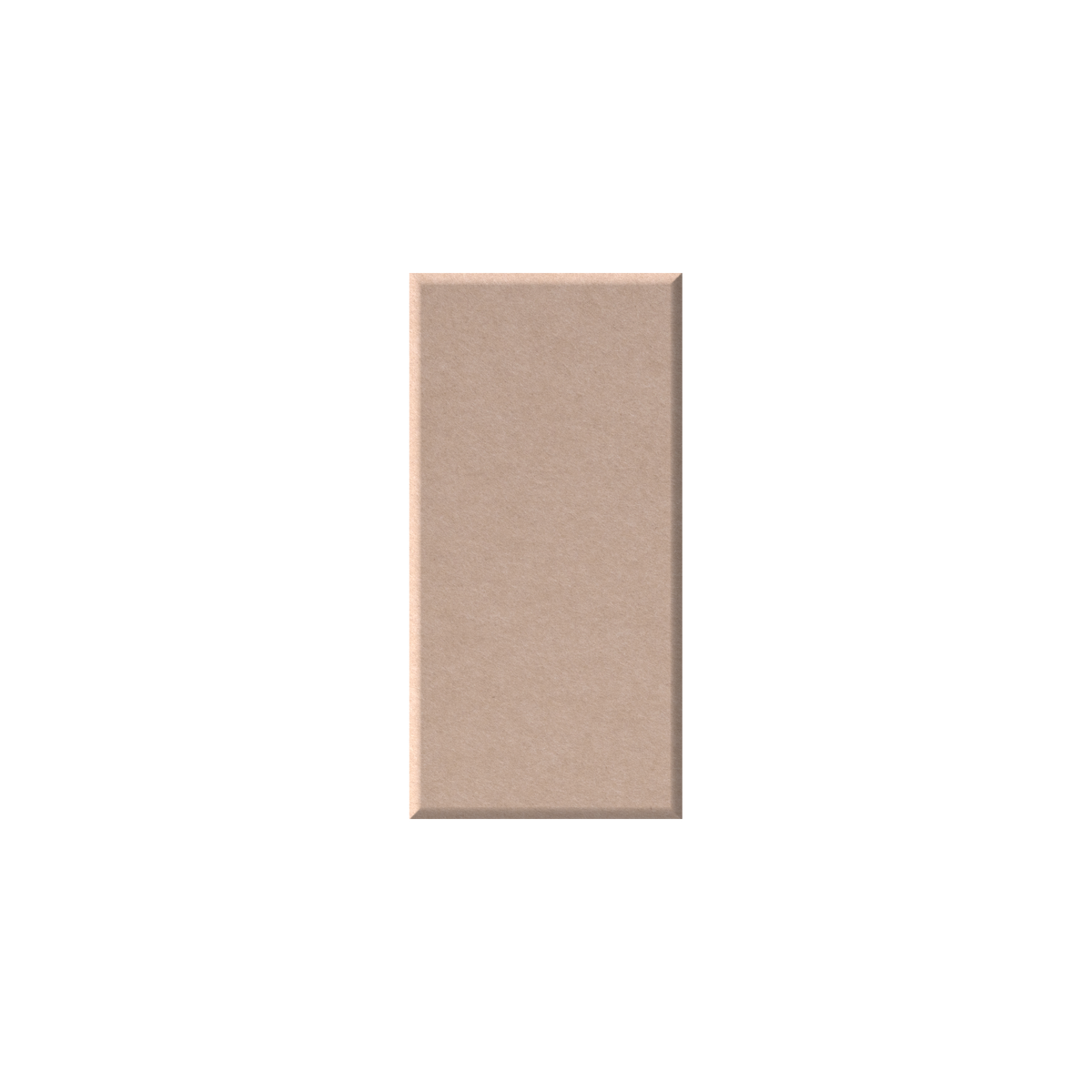 A rectangular, textured beige tile or panel with a thin metallic gold border, centered on a solid white background.