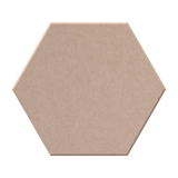 A single hexagonal tile with a matte, textured surface in a muted light blue-gray color, shown against a plain white background.