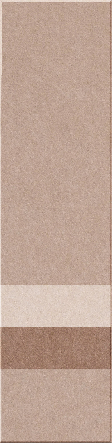 A close-up color swatch showing a warm taupe-beige textured surface with a horizontal band of light beige and a darker brown band near the bottom.