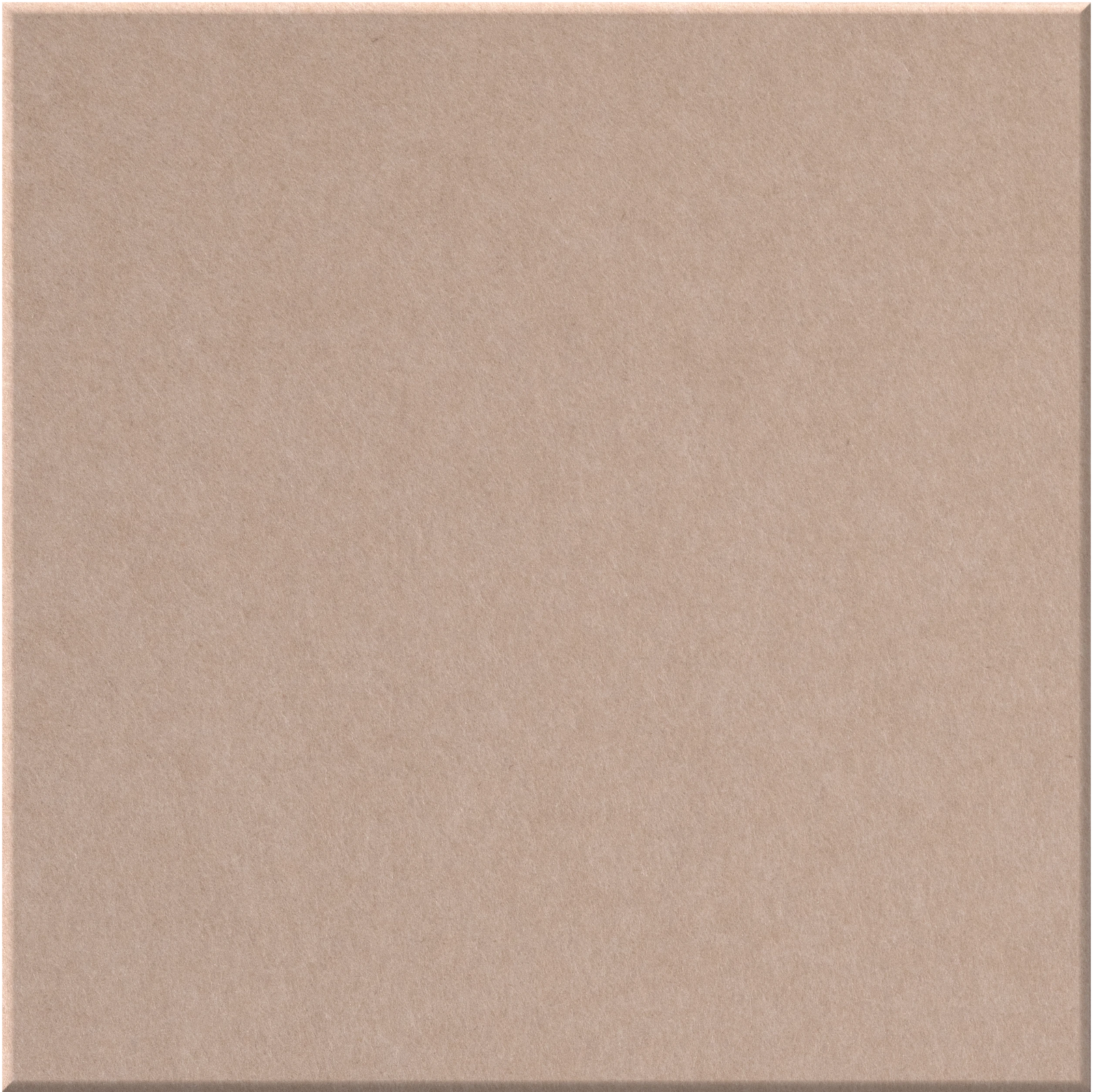 Beige square tile with matte finish and slightly beveled edges.