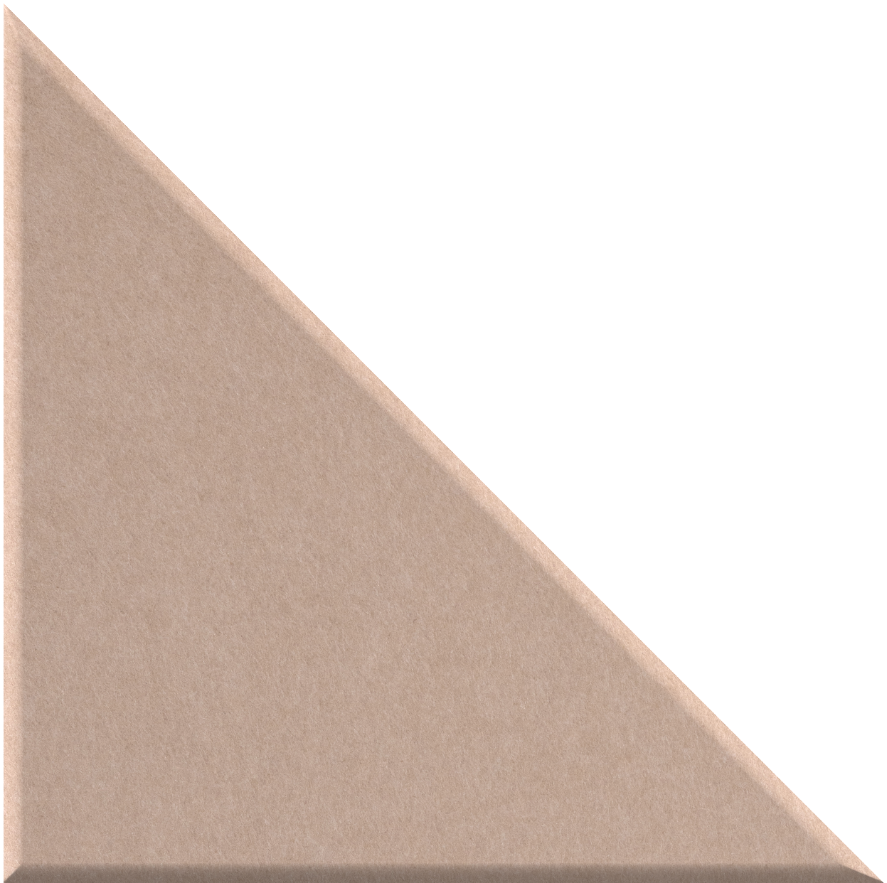 Beige right-angle triangle tile with a matte finish and subtle shadow along the edges.