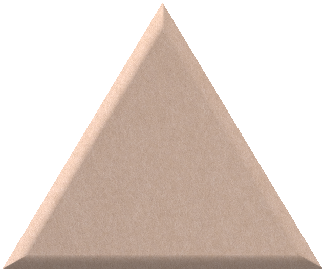 Beige triangle tile with textured matte finish and beveled edges.