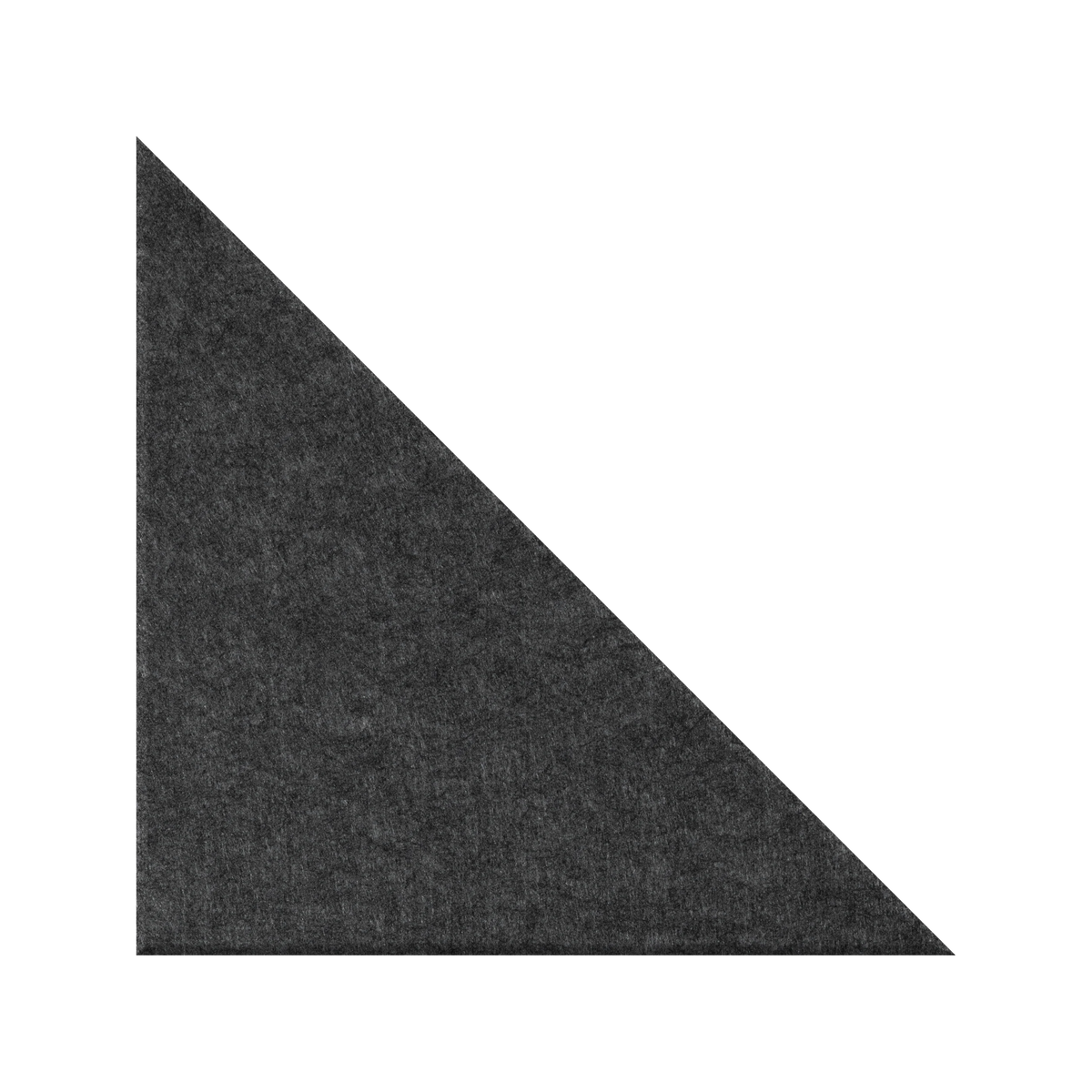 A dark charcoal gray felt triangle, likely a felt wall hanging or decorative panel, shown on a solid white background.