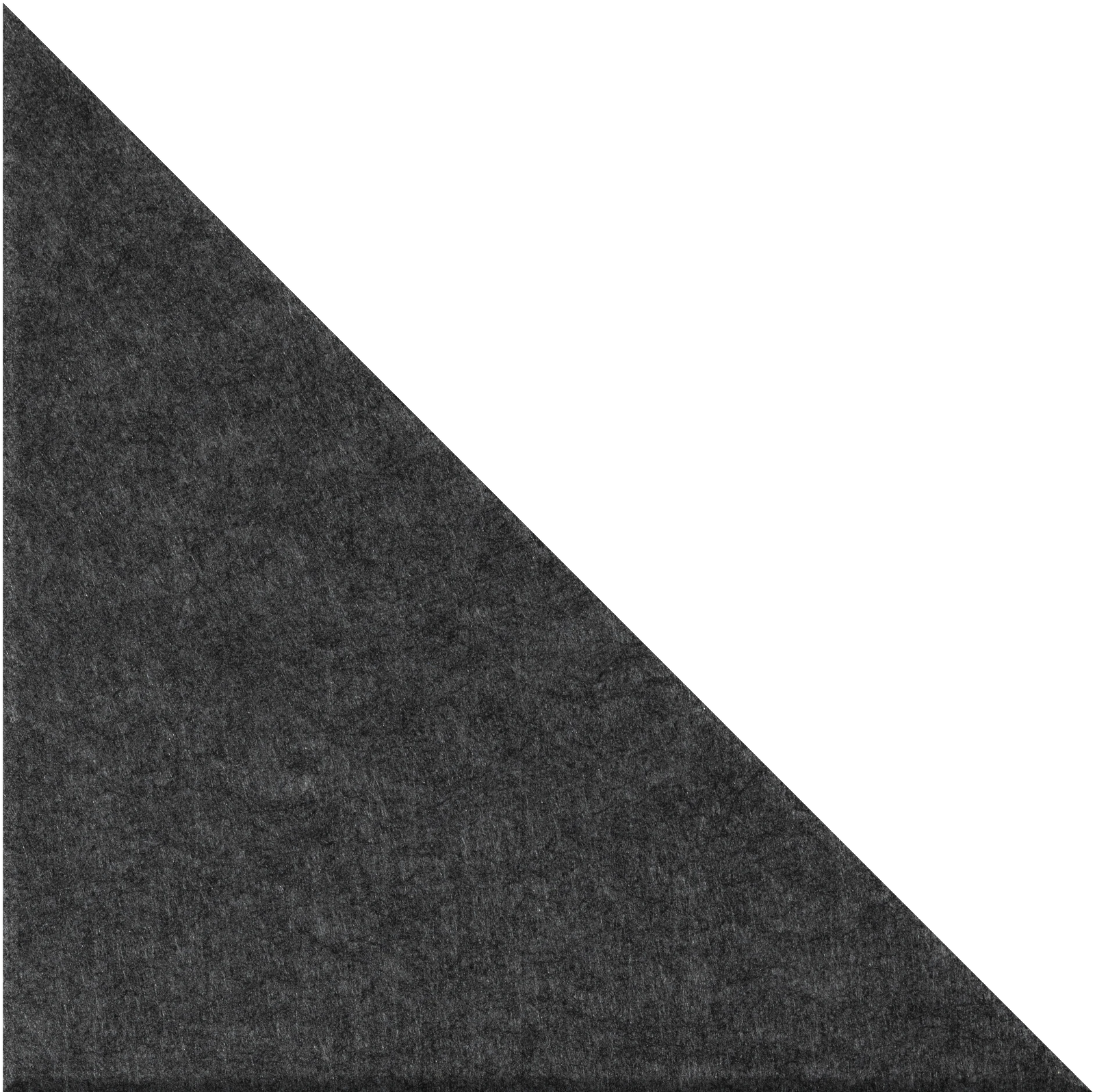 Dark gray right-angled triangular tile with textured surface against white background.