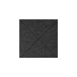 A square dark gray felt or fabric panel with stitched diagonal lines forming an X pattern, centered on a plain white background.