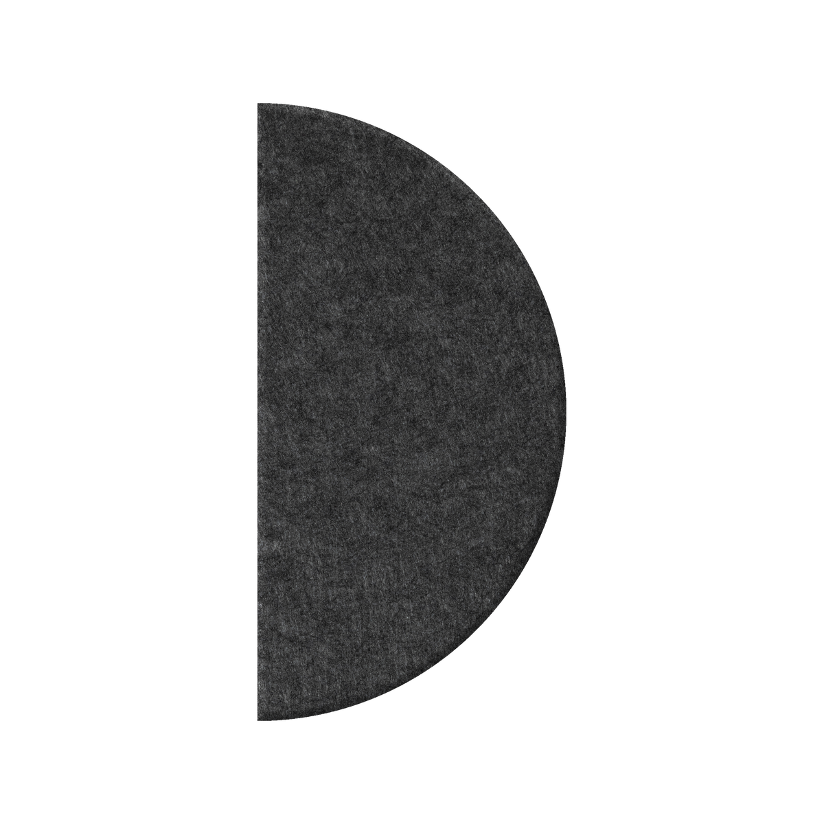 A dark gray felt or fabric-covered semicircular panel shown on a plain white background.
