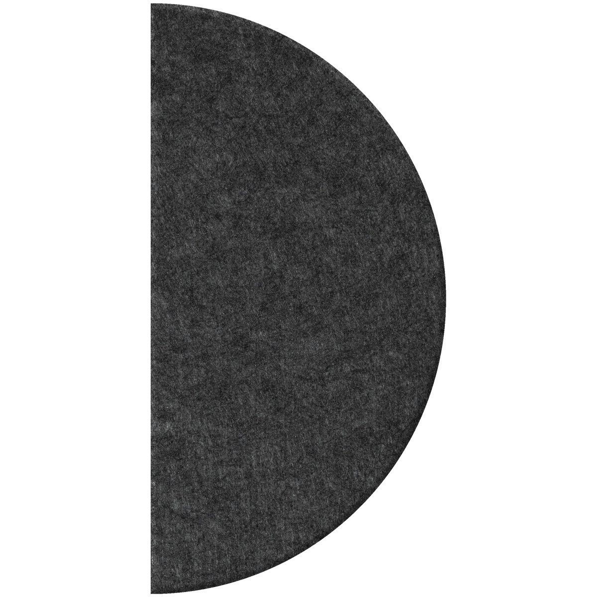 A dark gray felt or fabric semi-circle panel with a textured surface, shown against a plain white background.