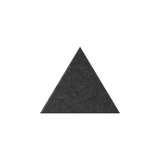 A dark charcoal gray felt triangle centered on a plain white background.